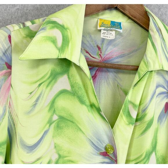 VTG‎ Sea Suns Blouse Top Womens Small Tropical Floral Cottagecore Boho Bratz USA - Picture 3 of 8